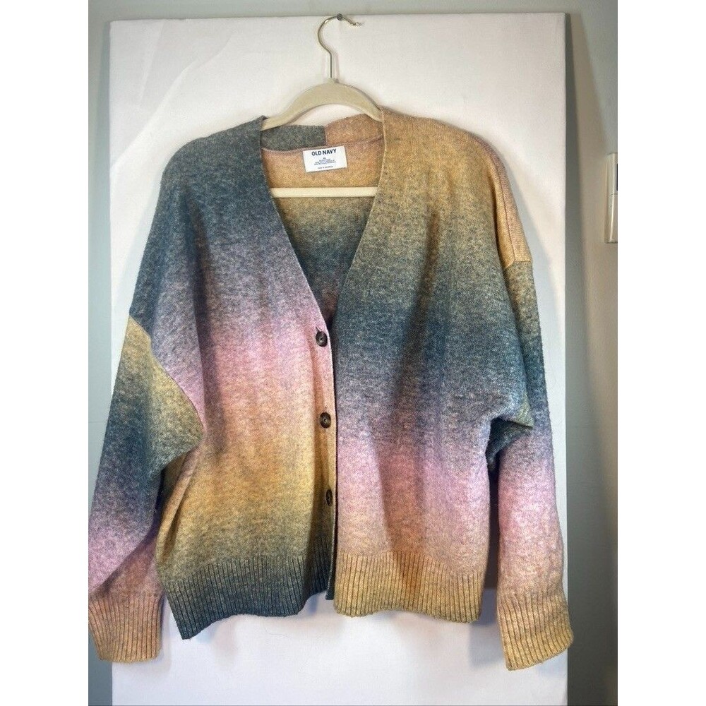 OLD NAVY WOMENS XLARGE BUTTON UP CARDIGAN SWEATER PASTEL COLORS